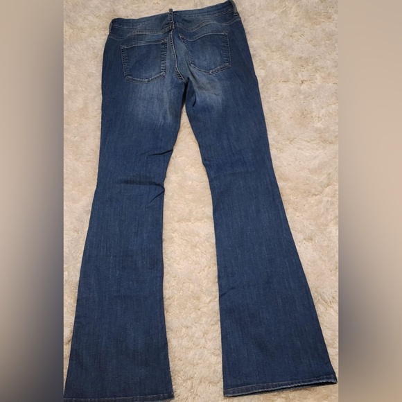 H&M &Denim Medium Wash Stretch Distressed High-rise mini Flare EUC ** - Picture 7 of 7